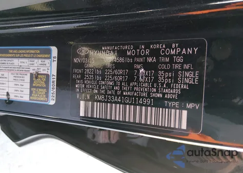 2016 Hyundai Tucson Se из США, поврежденный, VIN KM8J33A41GU114991